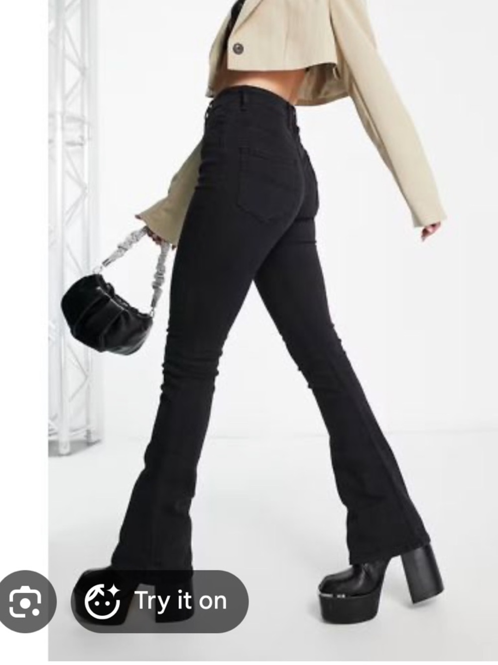 ASOS Collusion High Waist Black Flared Jeans size 34
